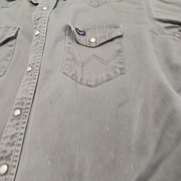 Vtg Wrangler Shirt Mens 18x36 Rugged Denim Original Snap Buttons 2 Flap Pockets - Picture 5 of 11